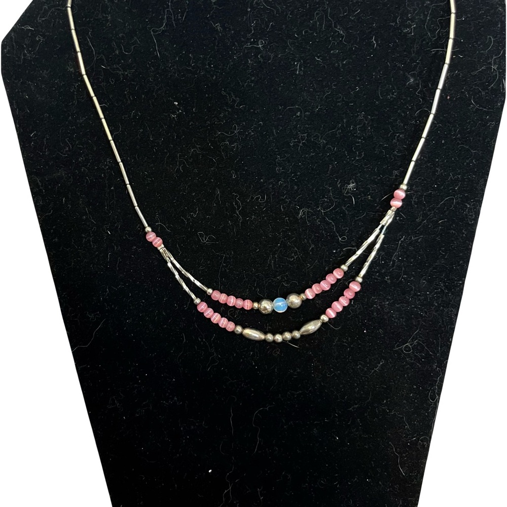 Vintage western sterling silver pink necklace